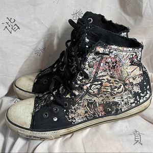 Ed Hardy 9 men’s/ 10.5 women’s (size 42) vintage high tops, rampaging tiger